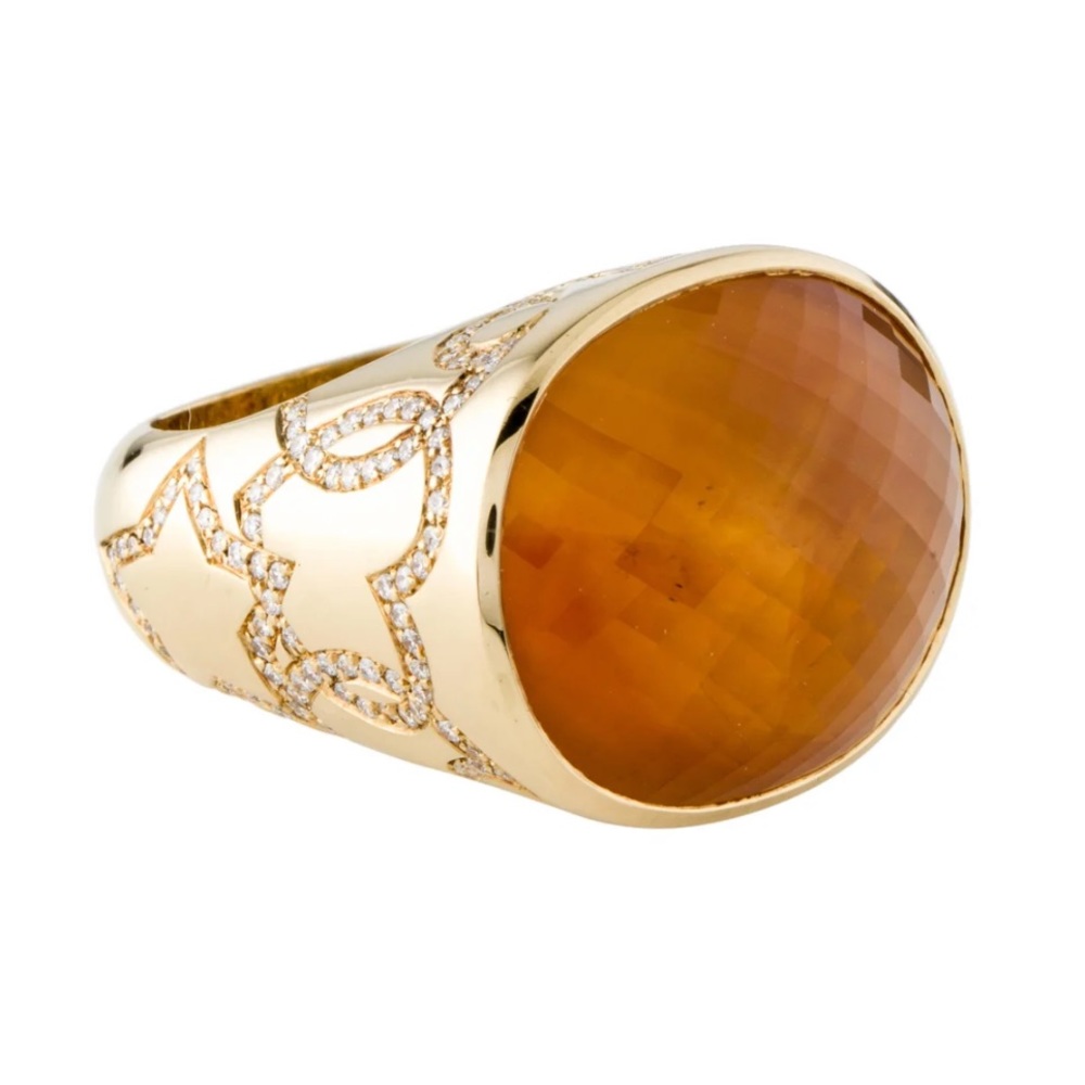 Pasquale Bruni 18 k Gold Citrine Diamond Cocktail Ring 31 gr $6500 retail